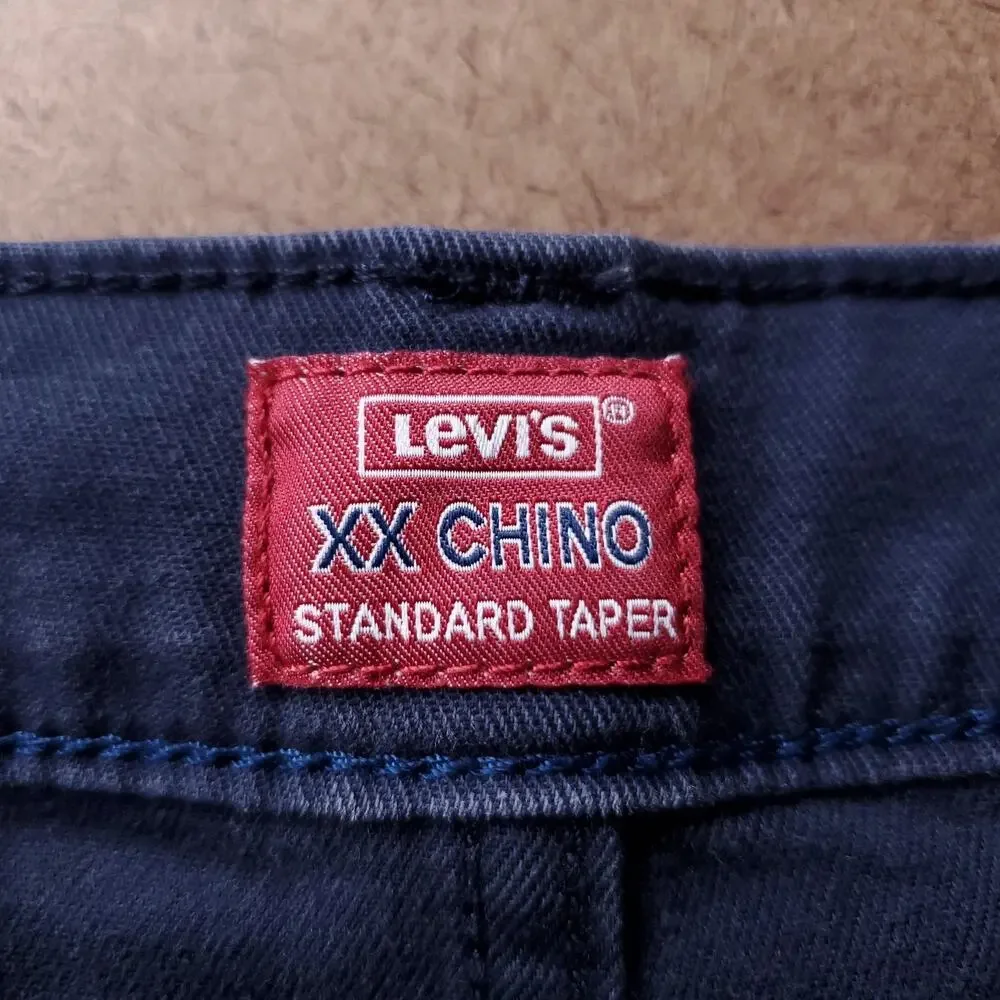Levis XX Chino Standard Taper Pants Men 30x30 Blue Stretch Business Smart Casual - Picture 3 of 10